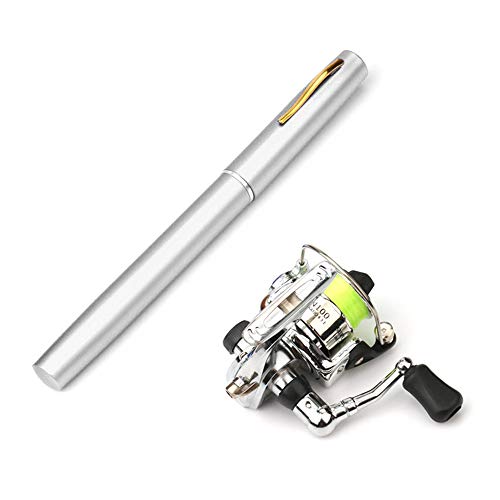 Lixada Fishing Rod Reel Combo Mini Pen Fishing Pole Kit Telescopic Fishing Rod Spinning Reel Combo Kit - color: Silver, size: 1.6 m