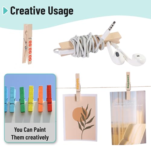 Mr. Pen- Wooden Clothes Pins, Large Natural Wood, 50 Pack, 2.9 Inch, Rust Resistant for Classroom, Crafts