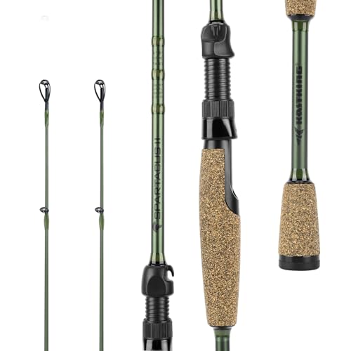 KastKing Spartacus II Fishing Rods - IM6 Graphite Blanks Casting & Spinning Rods, 2-Piece Rods with Extra Tip Section, PTS Power Transition System, KastFlex Technology, Rubber Cork Handle - size: 6'8"- ML- Fast (2pcs+ Extra Tip), style: Spinning