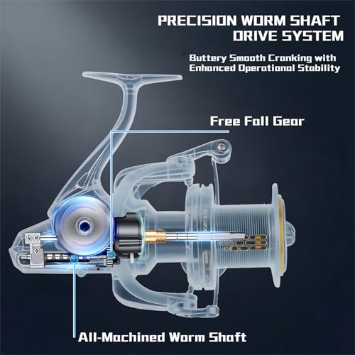 Fishing Spinning Reel, 10000/12000 Saltwater Spinning Reel, 45LBS Max Drag, CNC Aluminum Screw-in Handle & Spool, Oscillating Guide Rod System, Surf Fishing Reel for Beach & Boat Fishing - size: 10000