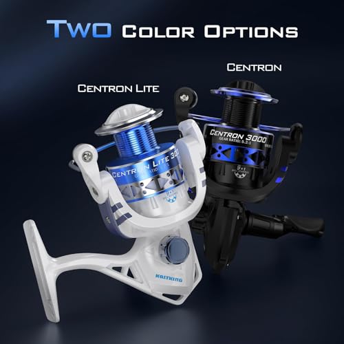 KastKing Centron & Centron Lite Spinning Reels, Size 500 is Perfect for Ice Fishing, Up to 17.5 Max Drag, 5.2:1 Gear Ratio, Ultra Smooth Powerful, CNC Aluminum Spool, 9+1 BB Light Weight - color: Centron Lite - Collapsible Handle, size: Size 1000