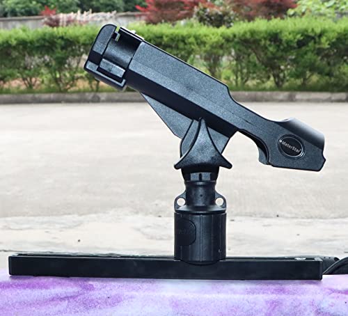 New Upgrade 360 Degrees MiniPort Fishing Rod Holder with Mini Rod Holder,Rod Holder with Track Mounting Base Kit with Installation Accessories and Tools - style: Round Base and Fishing Rod Socket