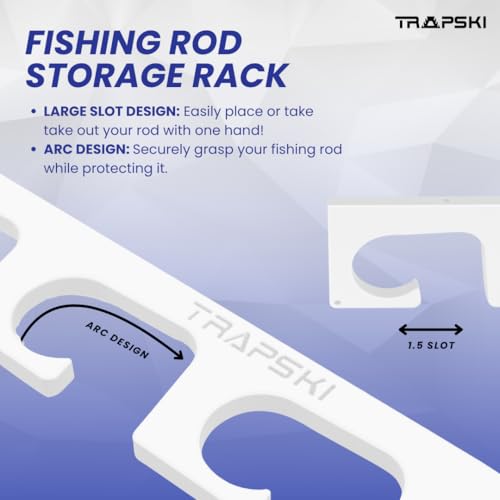 TRAPSKI Made in The USA Fishing Rod/Pole Holder Rack Organizers | Wall or Boat Mounting Fishing Rod Rack | Marine Grade HDPE Plastic | Pole Holder for up to 4 Rods | Stackable - color: H4 White