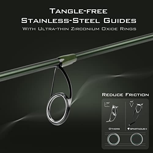 KastKing Spartacus II Fishing Rods - IM6 Graphite Blanks Casting & Spinning Rods, 2-Piece Rods with Extra Tip Section, PTS Power Transition System, KastFlex Technology, Rubber Cork Handle - size: 6'8"- ML- Fast (2pcs+ Extra Tip), style: Spinning