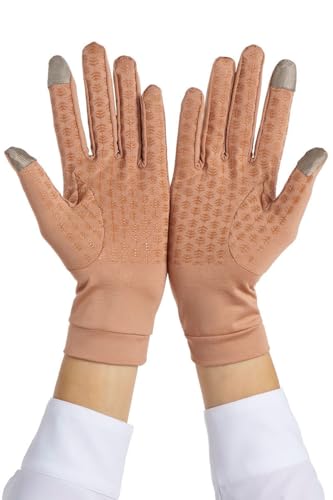 Coolibar Full Finger UV Sun Gloves - UPF 50+ Sun Protection - Gannett - color: Antique Tea, size: X-Large