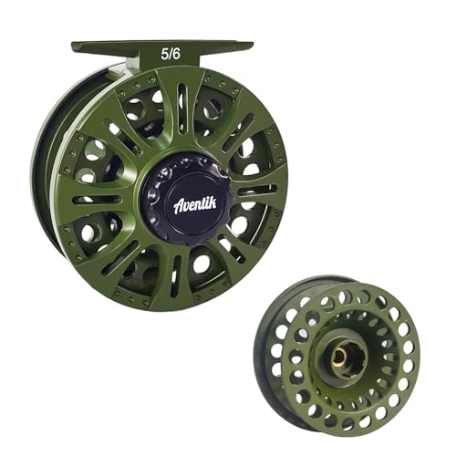 Aventik HVCE Graphite Fly Reel Center Drag System Classic III Graphite 3/4, 5/6, 7/8wt Large Arbor Freshwater Fly Fishing Reels - size: 5/6, style: With Extra Spool