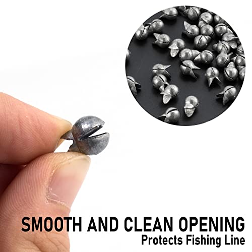Dr.Fish 100 Pack Removable Split Shot Weights Lead Fishing Sinkers Fly Fishing Line Sinkers Reuseable Clip On Weights Freshwater Saltwater - size: #3(3/20oz)