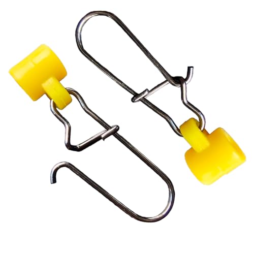 25/50/100 PCS Fishing Line Sinker Slides Duo Lock Snaps High Strength Stainless Steel Sinker Slider Swivel Snap Kit Fishing Tackle - color: Yellow, size: 25 Pieces
