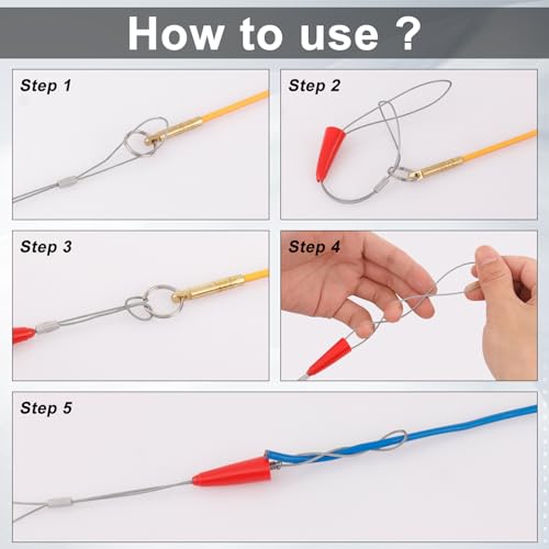 22FT Fiberglass Running Electrical Wire Cable Pulling Fish Tape kit in a Carrying Case Through Wall Cable Snake Rods Electrical Tools Kit with Different Attachments - size: 22FT-16 Rods