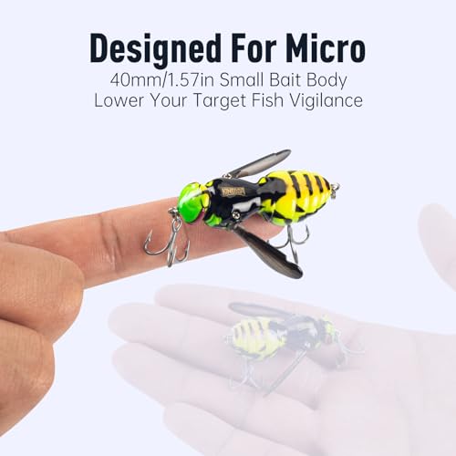 Kingdom Wasp Crawl Bait Insect Bionic Floating Fishing Lures Swimbaits Hard Artificial Baits Lure Freshwater and Saltwater Bass Carp Pike Walleye Fishing ABS Material Carbon Steel Three Book Hook - color: Set2, size: 6.6g