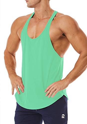 Men's Workout Quick Dry Soft Gym Bodybuilding Stringer Tank Tops - color: Mint Green, size: Medium