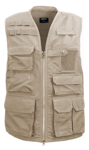 Edgetec Outdoor Utility Vest, Fishing, Hunting, Tactical Ripstop - color: Khaki, size: 4X-Large