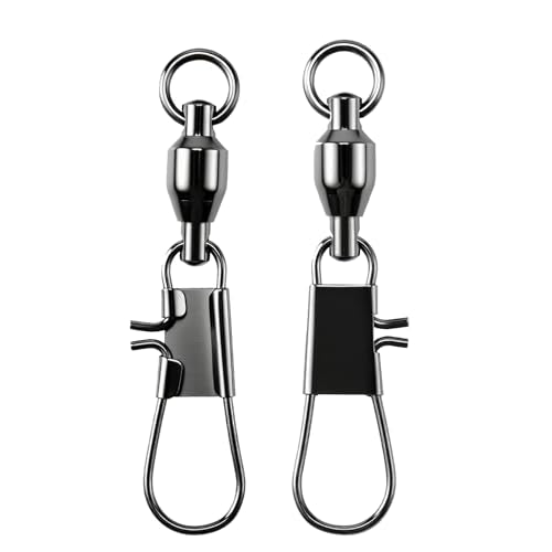 AMYSPORTS Steel Stainless Snap Swivels Saltwater Ball Bearing Fishing Swivel Lure Connector Barrel Swivels Fishing Tackle Black Nickel - size: size3 (37.9lb) 50 pcs