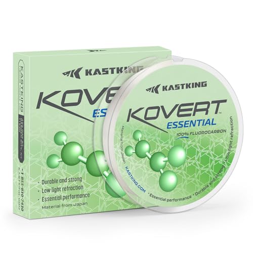 KastKing Kovert 100% Fluorocarbon Fishing Line - Clear Fishing Leader, High Sensitivity, Strong Knot Strength, Shock & Abrasion Resistant, Extreme Clarity, Ultra-Low Visibility, Fast Sinking - color: Kovert Essential (Economic), size: 8LB-50Yds (Clear)