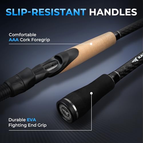 KastKing Spartacus Passage Travel Fishing Rods, Portable 4-Piece Spinning & Casting Rods, Extra Twin-Tip, IM7 Graphite Blanks, Stainless Steel Guides with Zirconium Oxide Rings, EVA Handle - size: 6'0"-M-Moderate Fast(4 Pcs+ Extra Tip), style: Spinning