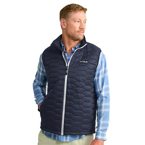 HUK - Men's Scale Vest, DWR Insulated Performance Fishing Vest - color: Naval Academy, size: X-Large