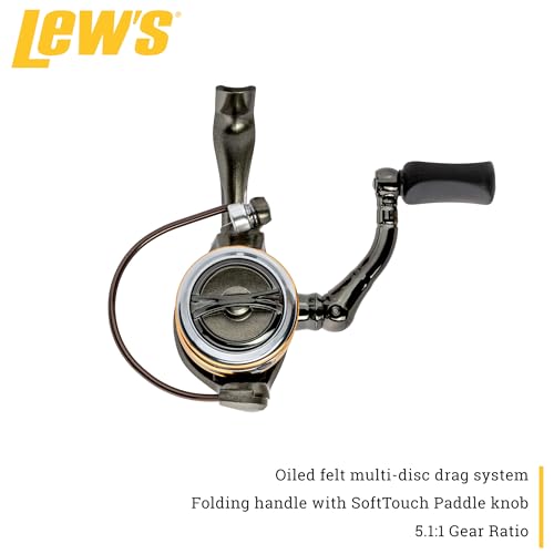 Lew's Laser Lite Spinning Fishing Reel, 6+1 Bearings, Graphite Frame and Sideplate, Speed Lube, Multi-Disc Drag - size: 100