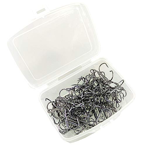 100pcs Fishing Hook Treble Hooks High Carbon Treble Hooks Super Sharp Solid Size 2 4 6 8 10 12 Triple Barbed Steel Fish Hook - color: Black, size: 12#-100pcs