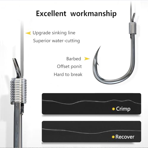 AMHDV Pre Tied Fishing Hooks on Line, Small Fish Hook with Leaders (Pack of 20) - size: 2# (11-15.4lb)