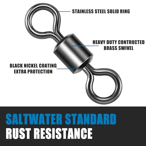 Dr.Fish Barrel Fishing Swivels, Available from #12-#12/0, Stainless Swivels Fishing Tackle Saltwater, Freshwater, Leader/Line/Lure Connector - size: #12(0.28")-20LB-50 Pack