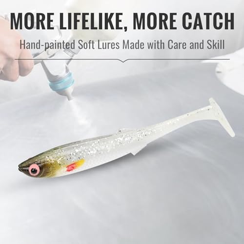 TRUSCEND Shadtale Easy Catch Soft Fishing Lures, Unique Vibration and Action for Various Rigs, Paddle Tail Swimbaits Trailer for Bass, Trout, Crappie, Walleye, Redfish, Saltwater & Freshwater Fishing - color: I3-3.35",0.2oz,10pcs
