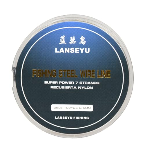 Fishing Wire Rope 0.5mm 100 Metres 26 Pound Fishing Stee Wire Nylon Coated 1x7 Stainless Steel Leader Wire Super Soft Fishing Wire Lines