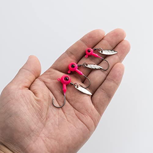 Dr.Fish 10 Pack Crappie Fishing Jigs Stand Up Round Jig Heads Painted Fishing Lure Spinner Blade Walleye Bass Trout Bluegill Freshwater Saltwater - color: Firetiger, size: 3/16oz-Hook #2