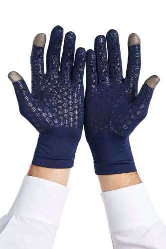 Coolibar Full Finger UV Sun Gloves - UPF 50+ Sun Protection - Gannett - color: Navy, size: Large