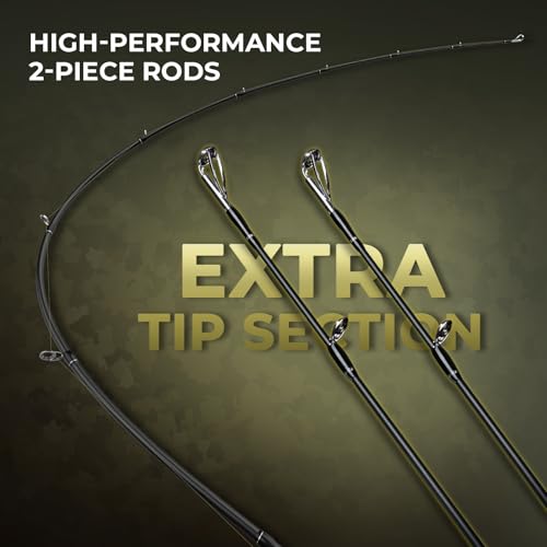 KastKing Spartacus Defender Twin-Tip Fishing Rod and Reel Combo, Spinning & Baitcaster Combo, KastFlex IM7 Graphite 2-Piece Blanks with Backup Tip Section, PTS System, EVA Handles - style: Cast: Left Reel, 7'0"- M Rod (2pcs+ Extra Tip)