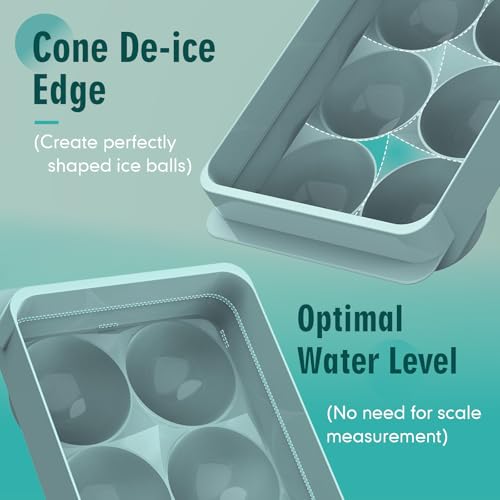 WIBIMEN Large Ice Cube Molds, Big Round Whiskey Ice Cube Trays for Freezer, Easy to Fill & Release, Whiskey Bourbon Cocktail(1.9In*6 Balls- Blue/2 Pack)
