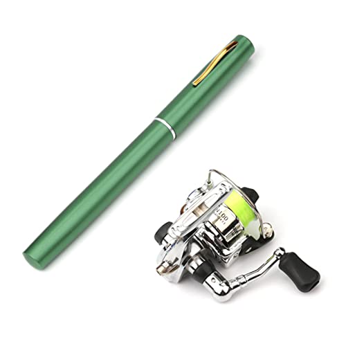 Lixada Fishing Rod Reel Combo Mini Pen Fishing Pole Kit Telescopic Fishing Rod Spinning Reel Combo Kit - color: Green, size: 1.4 m