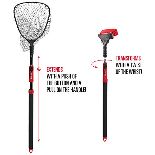 EGO S2 Slider Fishing Net Handle | Adjustable Extension Handle, Minimal Water Drag Design, Ergonomic Foam Grip for Landing Nets - size: 18" to 36" Handle, 17" x 19" Hoop, style: Pvc Coated Mesh