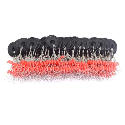6 in 1 Fishing Bobber Stopper,Soft Silicone Float Sinker Stops,100Pcs Cylinder,Oval Float Stop Stoppers… - color: Red-Oval, size: Large