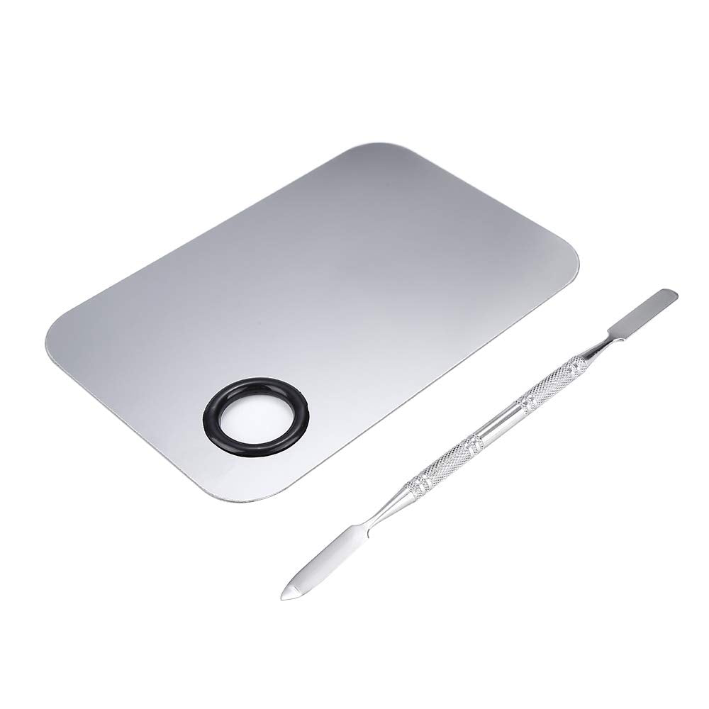 Professional Pro Stainless Steel Makeup Palette, Professional Cosmetic Mixing Makeup Palette Spatula Makeup Artist Tool, 1.0 Count