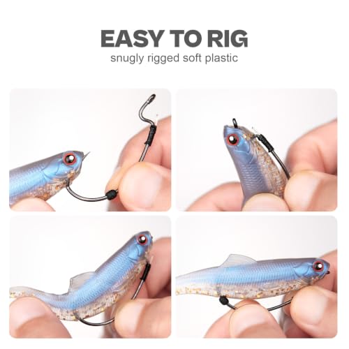 OJY&DOIIIY Offset EWG Worm Fishing Hook, Dual Anti-Slip Bait Keeper System Wide Gap Texas Rig Hook for Soft Plastic Baits 40/30-Pack 1/0 2/0 3/0 4/0 5/0 - size: 1/0 - 40Pack