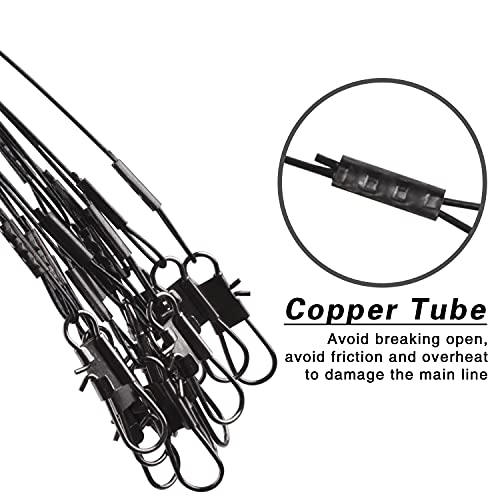 Fishing Leader Rigs Saltwater Tackle Rigs with Swivels Snaps, High Strength Wire Leaders Rigging Surf Fishing Gear Equipment for Lures Bait Hooks Catfish Walleye - color: Black Stainless Steel Leader, size: 24PCS, style: 2 Arm