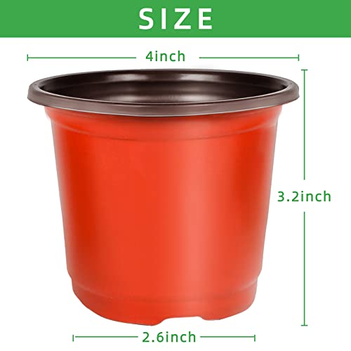 TDHDIKE 4" Small Plastic Plant Nursery Pot/Pots (100pcs) Seedlings Flower Plant Container Seed Starting Pots , Come with 100pcs Plant Labels
