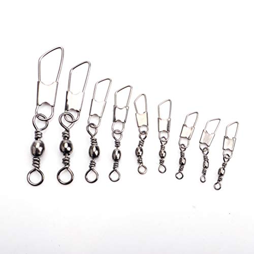 30pcs Eight-Character Fishing Rolling Swivels Fishing Hook Connector Tackle Fishing Rolling Rings (Silver Size 4) - size: 16