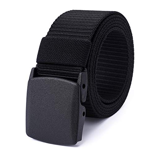 Mile High Life | Nylon Web Belt | Outdoor Military Belt | TSA Safe Buckle Plastic/Metal - color: Black