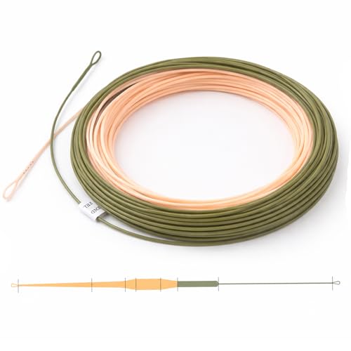 Aventik Trout Trout Boost Single Hand Spey Floating Fly Fishing Line Freshwater Fishing Smooth Accurate Casting Easy Roll Casting 100FT with Welded Loops - color: P/M Green Single Hand Spey, size: 8F