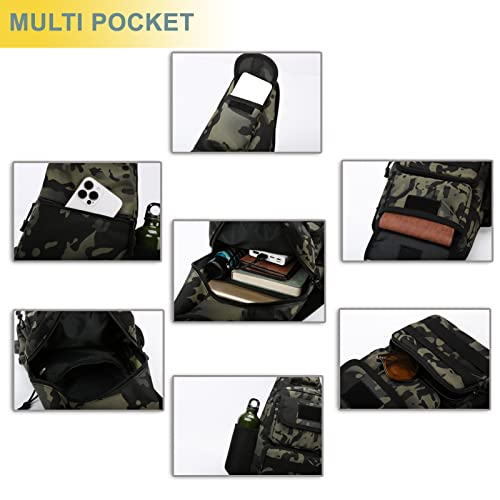 Tactical Shoulder Bag - 1000D Molle Military Backpack Outdoor Daypack Chest Pack (Tan) - color: Tan