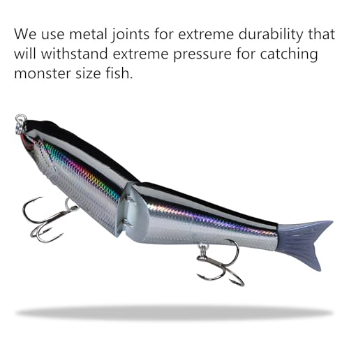 Bassdash SwimShad Glide Baits Jointed Swimbait Bass Pike Salmon Trout Muskie Fishing Lure - color: Black/Silver, size: 4.5in/0.65oz