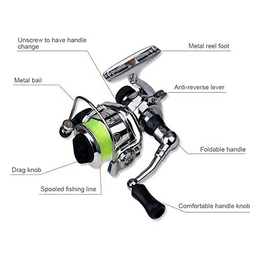 Lixada Fishing Rod Reel Combo Mini Pen Fishing Pole Kit Telescopic Fishing Rod Spinning Reel Combo Kit - color: Silver, size: 1.6 m