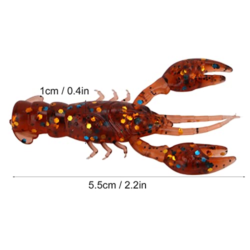 10PC Soft Fishing Lure Crawdad Bait Creature Baits Fishing Lure Set Bass Fishing Lures Soft Plastic Fishing Lures PVC Shrimp Artificial Soft Lure Baits Crawfish Bait Shrimp - color: Dark Brown