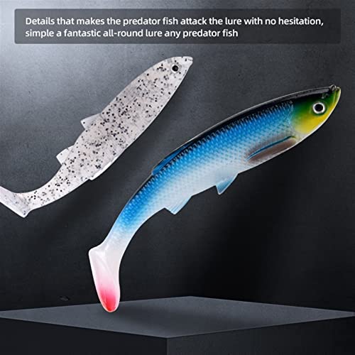 ZHENGYI 4pcs Paddle Tail 14.5g 120mm Fishing Soft Lures 3D Eyes T Tail Artificial Bait Plastic Pike Fishing Lures - color: E