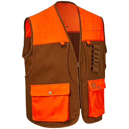 BASSDASH Upland Game Field Water-Resistant Bird Hunting Vest with Multi Pockets Men Women FV11 - color: Brown/Orange, size: Medium