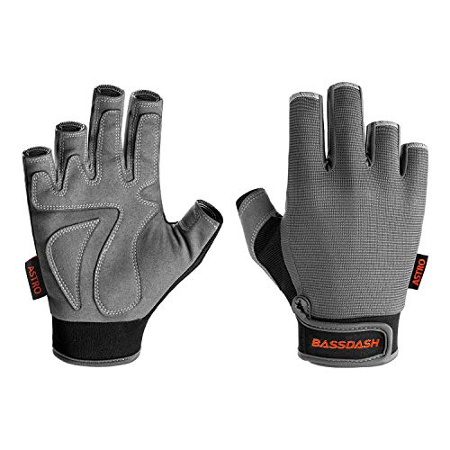 BASSDASH Astro Fishing Gloves Men’s Women’s Fingerless Gloves for Game Fishing Kayaking Paddling Sailing MTB - color: Gray, size: Medium