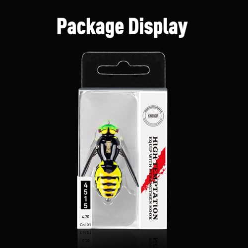 Kingdom Wasp Crawl Bait Insect Bionic Floating Fishing Lures Swimbaits Hard Artificial Baits Lure Freshwater and Saltwater Bass Carp Pike Walleye Fishing ABS Material Carbon Steel Three Book Hook - color: 01, size: 6.6g