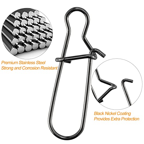 Dr.Fish 100 Pack Duo Lock Fishing Snaps Stainless Steel 26-220LB Lure Snaps Freshwater Saltwater Quick Change Speed Fishing Line Weights Clips - size: #5-88LB-100 Pack