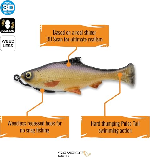 Savage Gear Pulse Tail Shiner Loose Body Fishing Soft Bait - color: White, size: 4 in - 3/4 oz